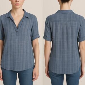 Erica Tanov Blue Plaid Cotton Tunic Shirt – Size 0